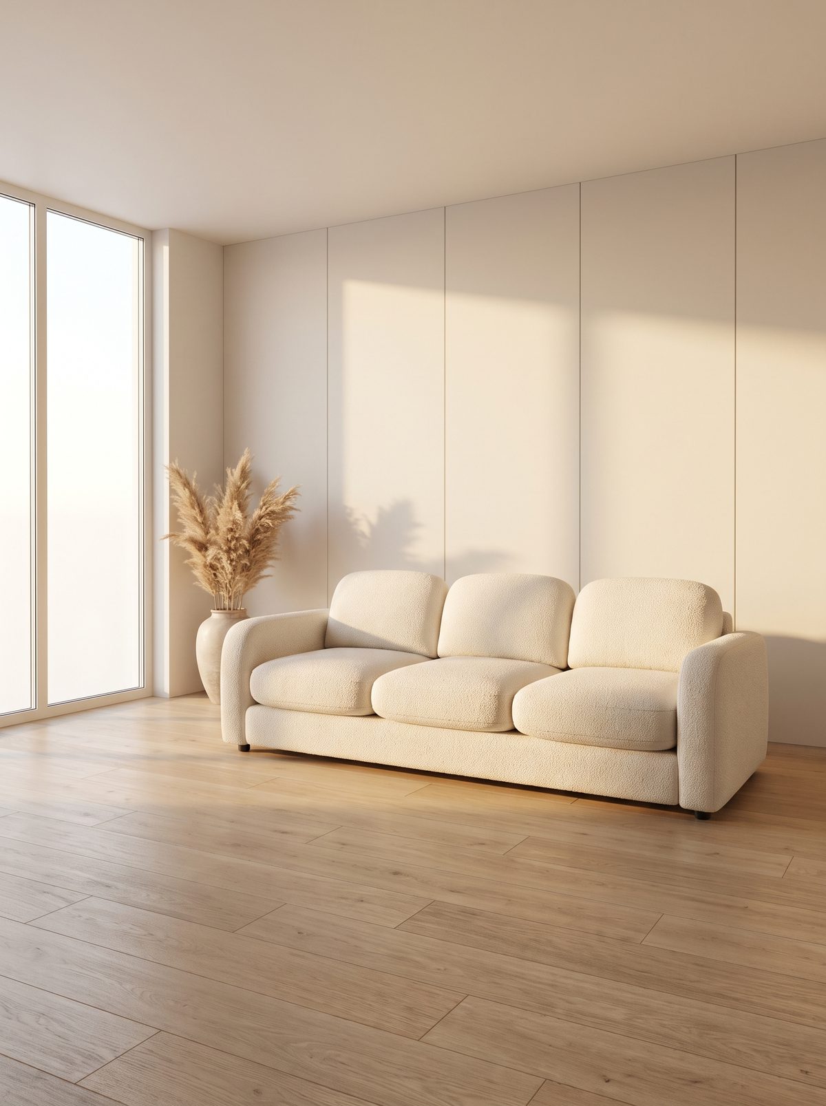 Gerendertes Sofa in einem hellen Raum (Beispielbild)